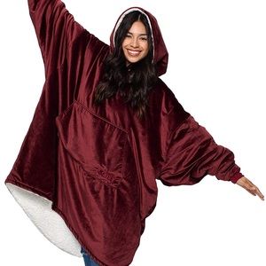 The Comfy Oversized Sherpa Sweatshirt - Burgundy